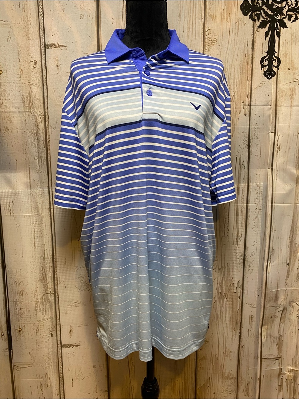 Callaway Blue Gradient Striped Golf Polo Sz-M